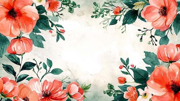 Tarjeta de felicitación Bloom Chinoiserie Marco horizontal Ilustración floral vintage Azul y blanco