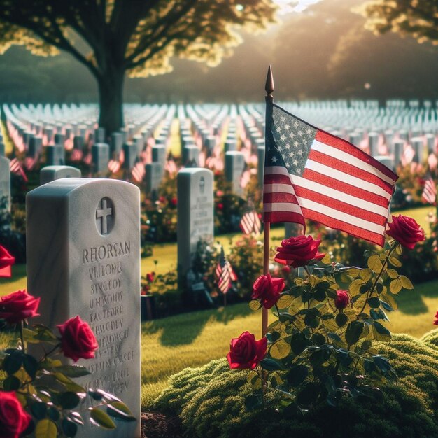 Tarjeta de felicitación cuadrada del Día Memorial de los EE.UU. con fondo en la bandera nacional de los Estados Unidos