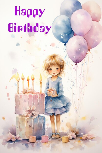 Foto tarjeta de felicitación de cumpleaños para niñas