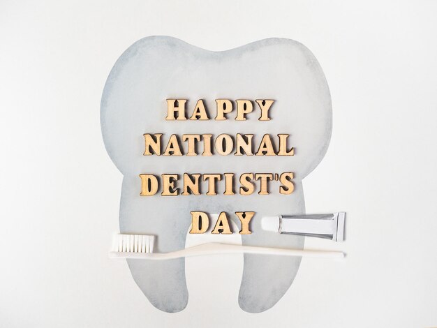 Tarjeta de felicitación del día de los dentistas Primer plano sin gente