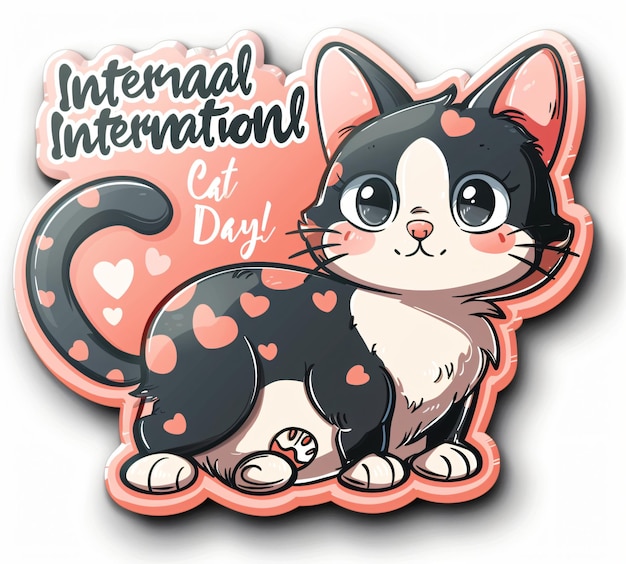 Foto tarjeta de felicitación para el día internacional del gato con adorables patas de gato ilustración vectorial en una s plana