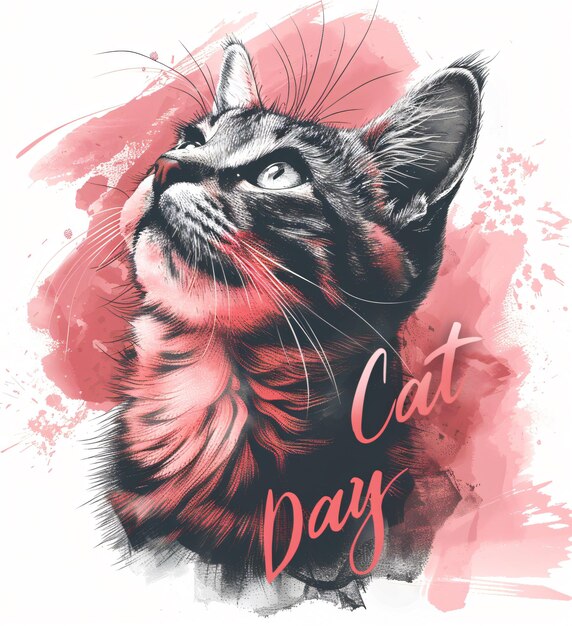 Foto tarjeta de felicitación para el día internacional del gato con adorables patas de gato ilustración vectorial en una s plana