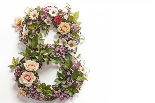 Foto tarjeta de felicitación del día internacional de la mujer con patrón de flores