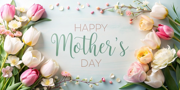 Foto tarjeta de felicitación por el día de la madre con un exquisito diseño floral