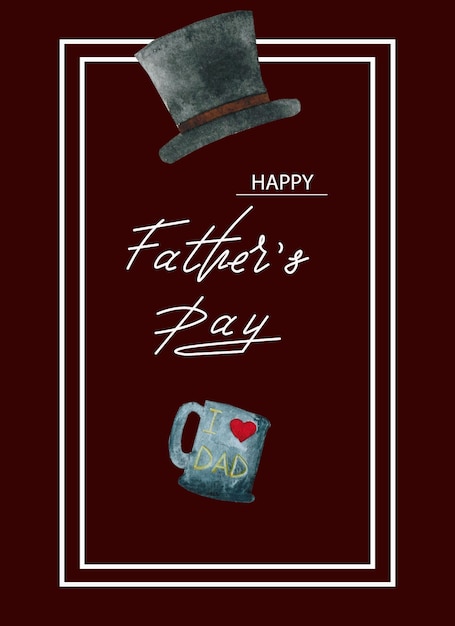 Foto tarjeta de felicitación para el día del padre acuarela dibujo a mano