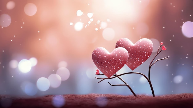 Tarjeta de felicitación del Día de San Valentín con corazones pequeños que representan a una pareja enamorada