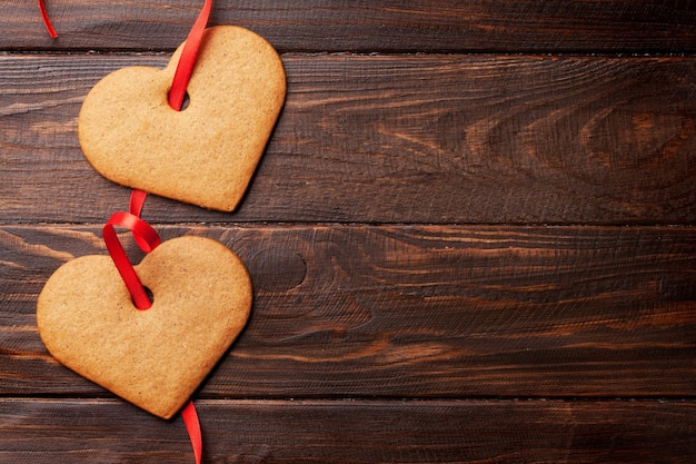 Tarjeta de felicitación del día de san valentín con galletas de corazón