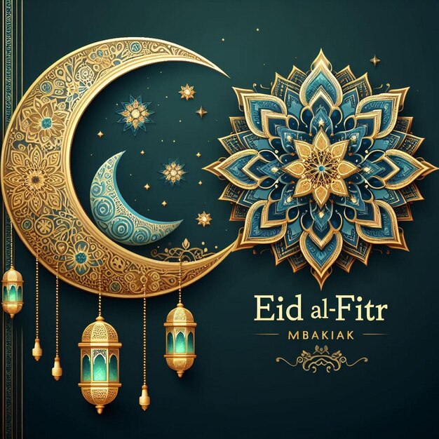 Foto tarjeta de felicitación de eid al fitr