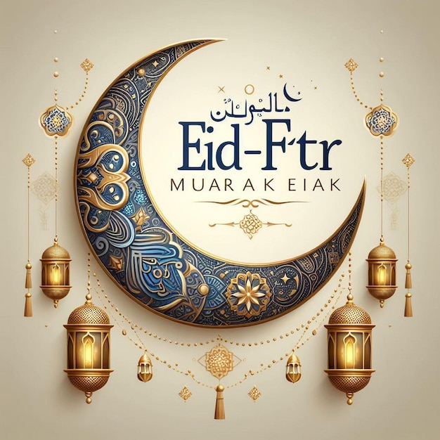 Foto tarjeta de felicitación de eid al fitr