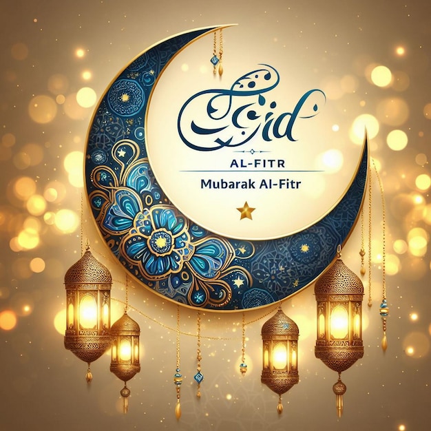 Foto tarjeta de felicitación de eid al fitr