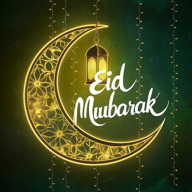 Tarjeta de felicitación de Eid con luna creciente decorativa9