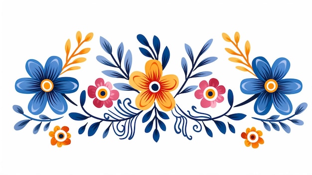 Tarjeta de felicitación con estampado floral de vector de arte popular escandinavo o diseño de invitación en formato A7 con