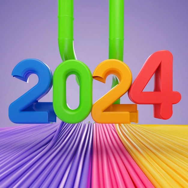 Foto tarjeta de felicitación feliz año nuevo 2024 hermoso banner web o cartelera navideña