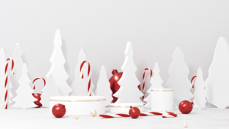 Tarjeta de felicitación de feliz Navidad y próspero año nuevo con podio
