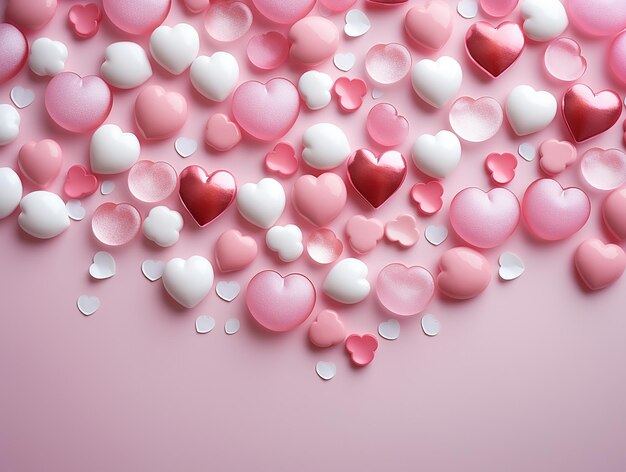 tarjeta de felicitación de fondo con pequeños corazones fondo surrealista rosa de valentín