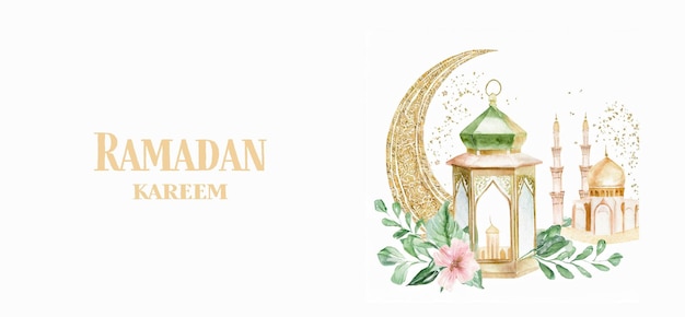 Tarjeta de felicitación islámica de Ramadán Kareem