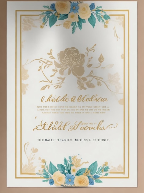 Tarjeta de felicitación para el matrimonio con elementos florales arte vectorial