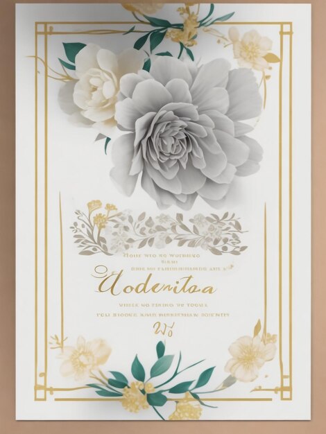 Foto tarjeta de felicitación para el matrimonio con elementos florales arte vectorial