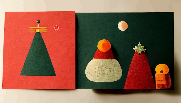 Tarjeta de felicitación de navidad con objetos de navidad planos ilustración de navidad