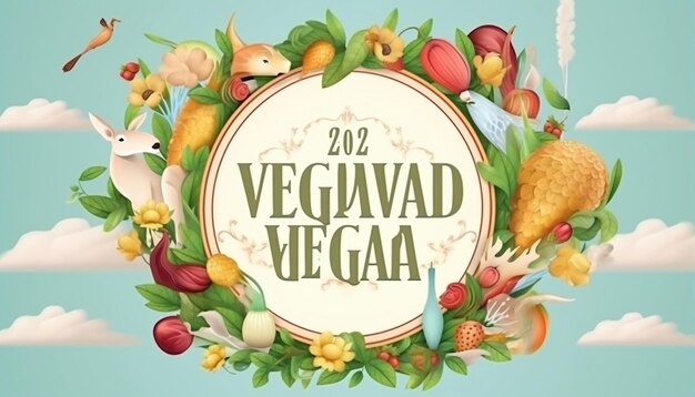 Tarjeta de felicitación o pancarta del Feliz Día Mundial del Vegano