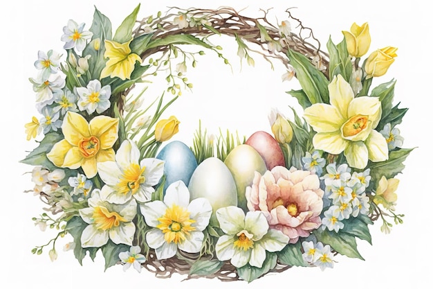 Tarjeta de felicitación de Pascua con huevo y corazones.