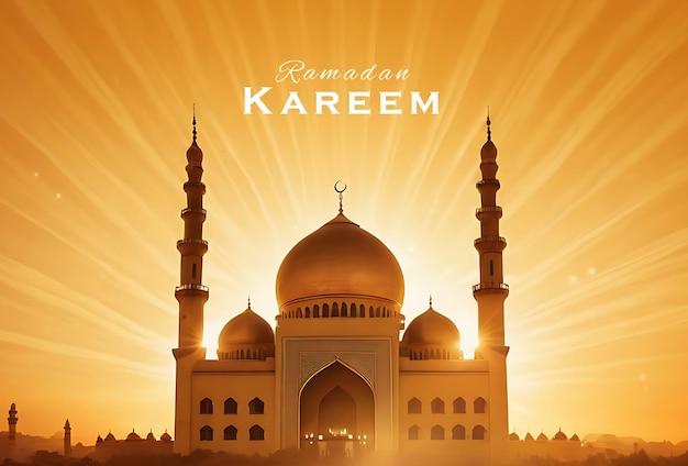 Tarjeta de felicitación de Ramadán Kareem Feliz trasfondo del concepto de Ramadán IA generativa