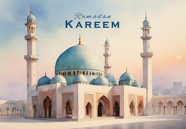 Tarjeta de felicitación de Ramadán Kareem Feliz trasfondo del concepto de Ramadán IA generativa