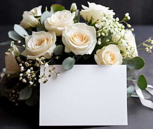 Tarjeta de felicitación con un ramo de flores añadir su texto