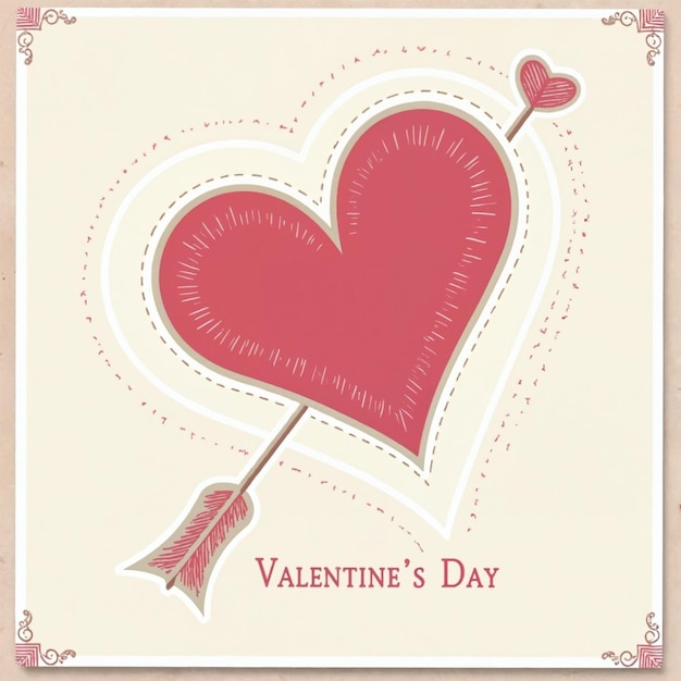 Tarjeta de felicitación de San Valentín de corazón y flecha