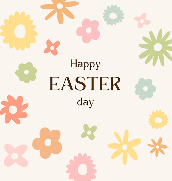 una tarjeta con un feliz día de Pascua escrito en ella