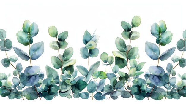 La tarjeta floral verde pintada a mano con hojas y ramas de eucalipto está aislada sobre un fondo blanco y se puede utilizar para tarjetas invitaciones de boda carteles guardar las fechas o
