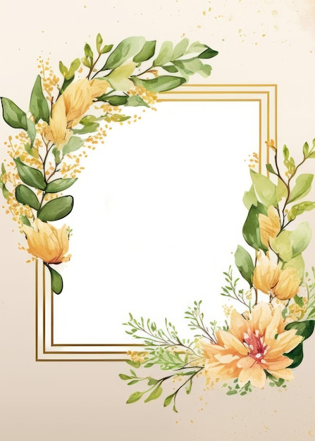 Tarjeta de fondo dulce Colección de marco floral con ilustración de salpicaduras de acuarela