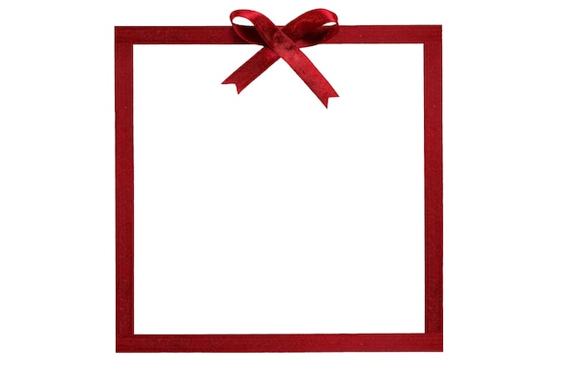 Tarjeta de foto en blanco con cinta roja para Navidad en un fondo transparente en formato PNG
