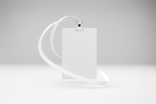 Tarjeta de identidad en blanco con correa blanca para la identificación del empleado
