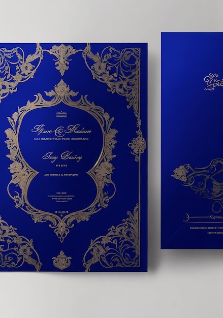 Tarjeta de invitación azul elegante