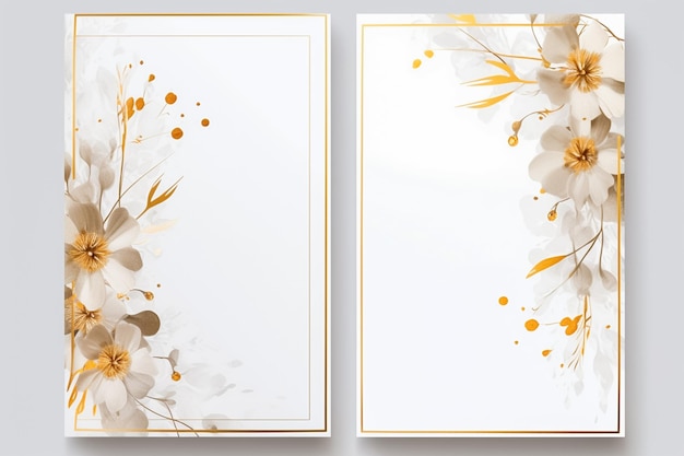 Tarjeta de invitación de boda de lujo fondo de espacio vacío Marco floral con espacio vacío Ai generado