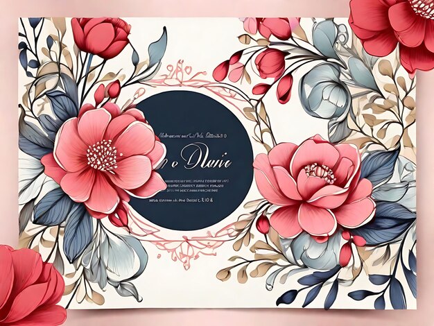 Tarjeta de invitación dibujada a mano Artistry Blooms y desollador de flores