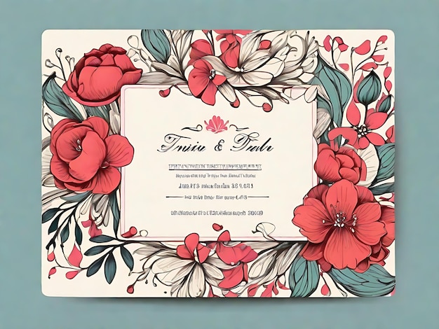 Tarjeta de invitación dibujada a mano Artistry Blooms y desollador de flores