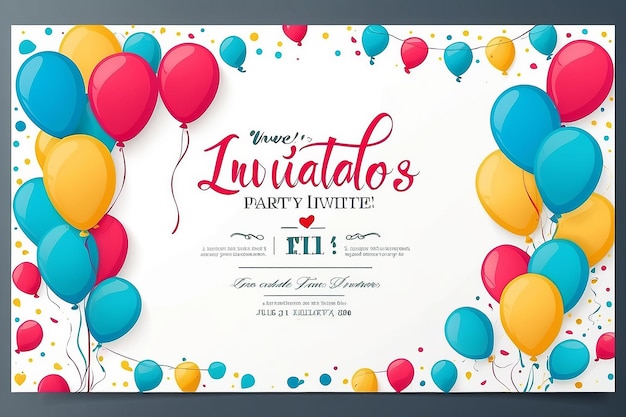 Tarjeta de invitaciones a fiestas de cumpleaños con espacio vacío para el texto