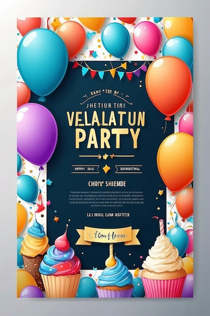 Tarjeta de invitaciones a fiestas de cumpleaños con espacio vacío para el texto