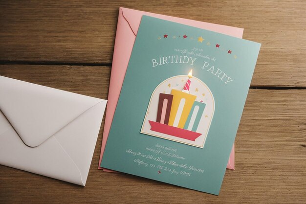 Tarjeta de invitaciones a fiestas de cumpleaños con espacio vacío para el texto