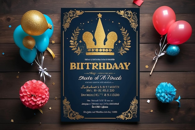 Foto tarjeta de invitaciones a fiestas de cumpleaños con espacio vacío para el texto