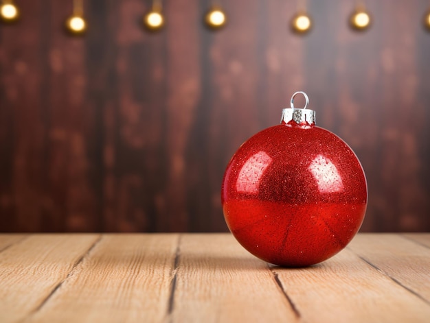 Foto tarjeta de navidad con abeto y decoración en fondo brillante