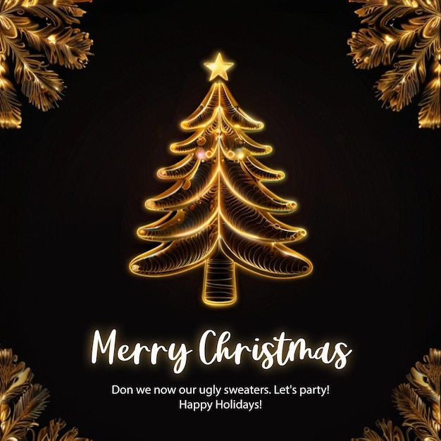 una tarjeta de Navidad con un árbol de Navidad en ella