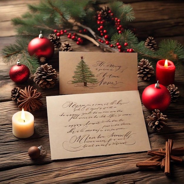 Foto una tarjeta de navidad escrita a mano con un mensaje sincero generativo ai