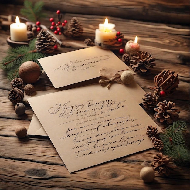 Foto una tarjeta de navidad escrita a mano con un mensaje sincero generativo ai