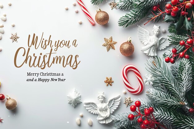 una tarjeta de Navidad con un mensaje que dice Feliz Navidad