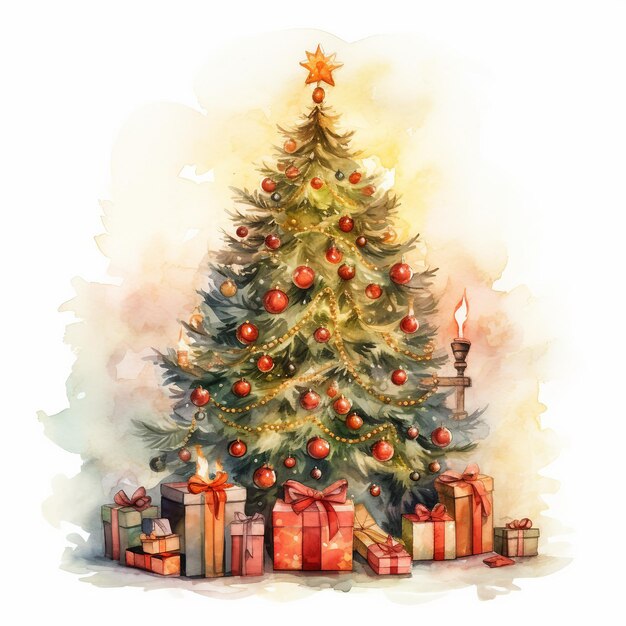 Tarjeta de navidad motivo árbol de navidad decoración navideña