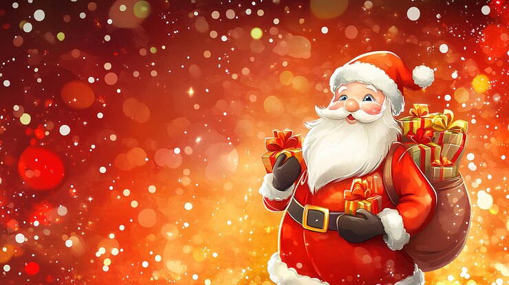 una tarjeta de Navidad con Santa Claus en ella