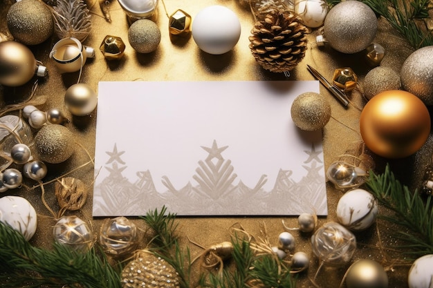 Tarjeta navideña con espacio para escribir decoración navideña ilustración digital IA generativa
